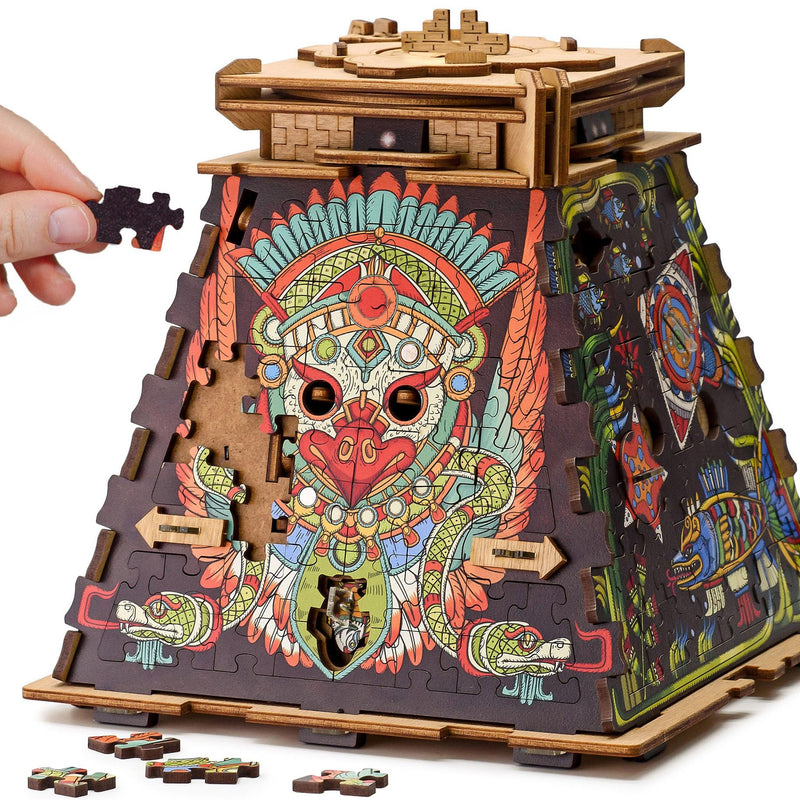 iDventure Cluepuzzle Pyramid of the Sun | Escape Room Game with Jigsaw Puzzle | Sequential Puzzles Puzzle Box Adults and 10+ | Gift Box | Treasure box | 3D Wooden Puzzle | Money Gift box