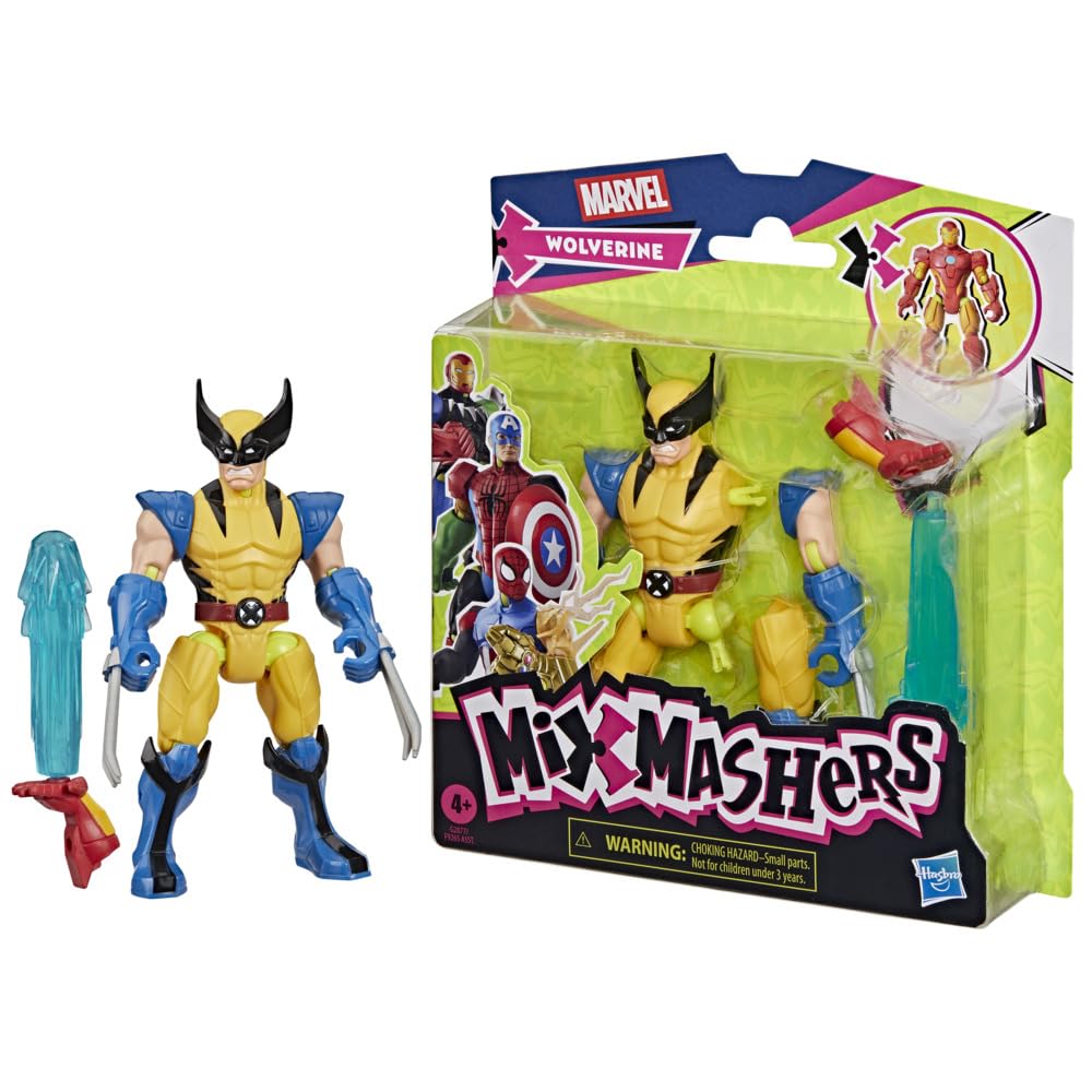 MixMashers Marvel Wolverine Custom Avengers Mix-And-Match Action Figure & Accessories, 12-cm-scale (5 inch) Super Hero Toys for Children, Ages 4+