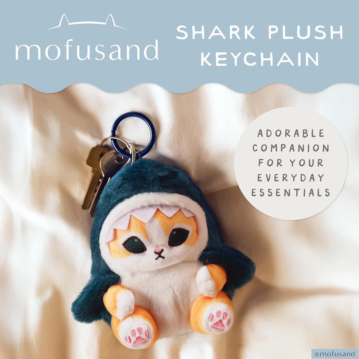 Blue Sky Studios Mofusand Plush – Cute Cat in Shark Outfit – Soft Kawaii Stuffed Toy – Collectible Kitty Plushie – Official Licensed Gift
