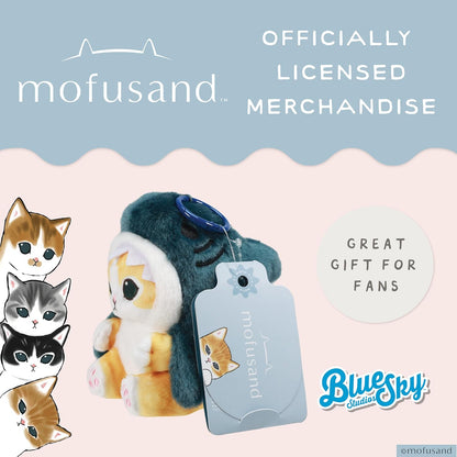 Blue Sky Studios Mofusand Plush – Cute Cat in Shark Outfit – Soft Kawaii Stuffed Toy – Collectible Kitty Plushie – Official Licensed Gift