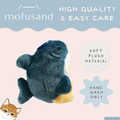 Blue Sky Studios Mofusand Plush – Cute Cat in Shark Outfit – Soft Kawaii Stuffed Toy – Collectible Kitty Plushie – Official Licensed Gift