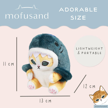 Blue Sky Studios Mofusand Plush – Cute Cat in Shark Outfit – Soft Kawaii Stuffed Toy – Collectible Kitty Plushie – Official Licensed Gift