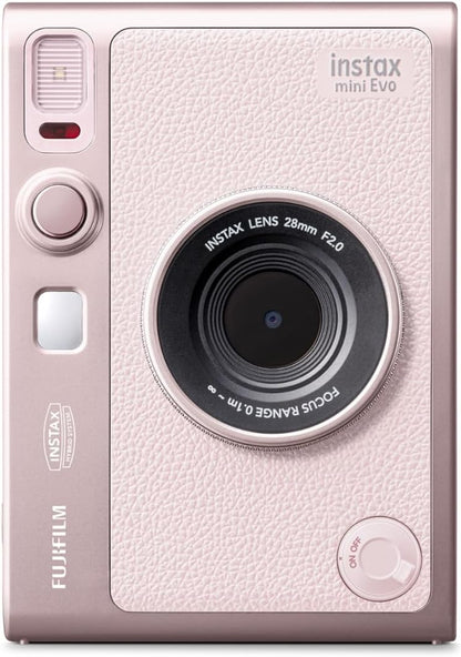 instax mini EVO 2-in-1 Hybrid Digital camera and photo printer, 2.7 inch rear LCD screen, with 10 lens and 10 film effects, uses instax mini film sold separately, Gentle Rose colour