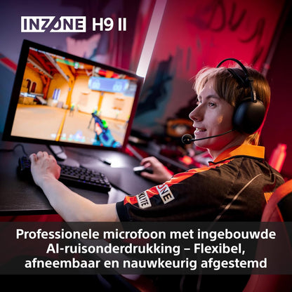 Sony INZONE H9 II draadloze gamingheadset met noise cancelling - afgestemd door Fnatic, 360 Spatial Sound, AI-ruisonderdrukkende microfoon, 30 uur batterijduur, Bluetooth/LE/2,4 GHz/bedraad, pc- wit