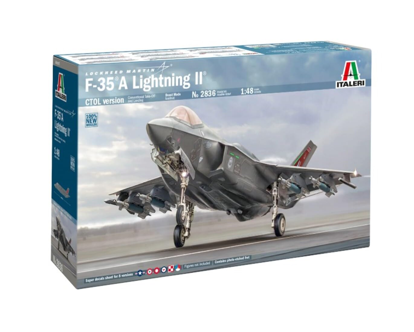 Italeri 2836 1:48 F-35A Lightning II (Beast Mode) - Modellbau, Bausatz, Standmodellbau, Basteln, Hobby, Kleben, Plastikbausatz, detailgetreu