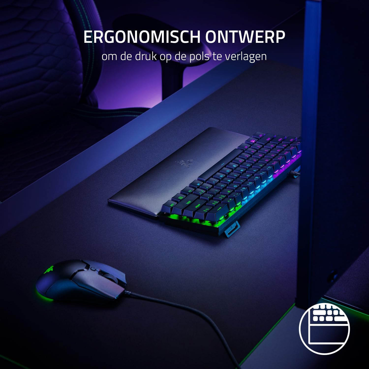 Razer - Ergonomic Wrist Rest For Mini Keyboards