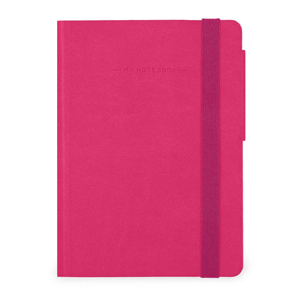 Legami - My Notebook, 6 mm ruled notebook, Raspberry, Small, FSC certified paper, 192 pages, soft cover, elastic closure, 9.5 x 13.5 cm