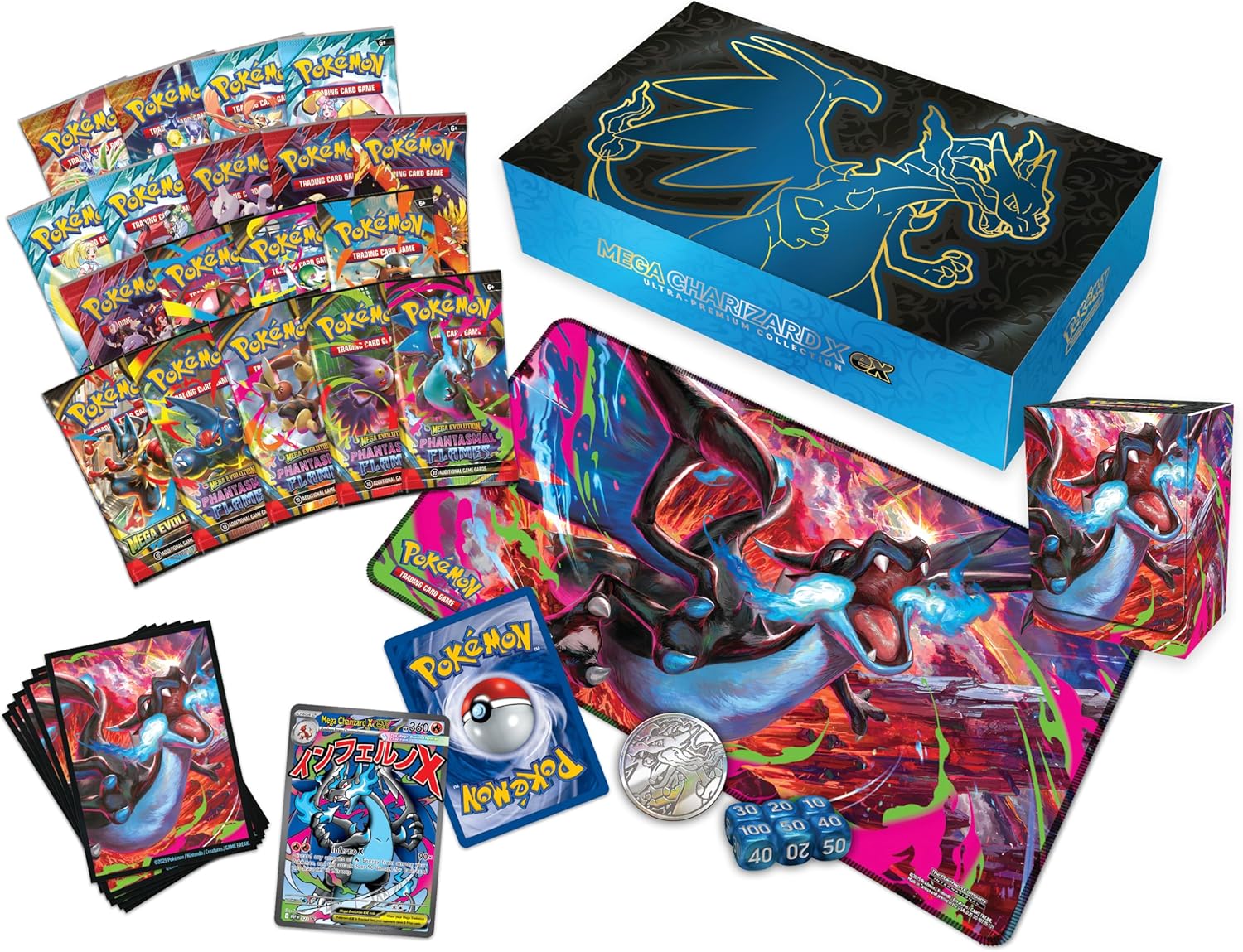 Pokémon TCG: Mega Charizard X ex Ultra-Premium Collection (2 Foil Promo Cards, 18 Boosters & Premium Accessories