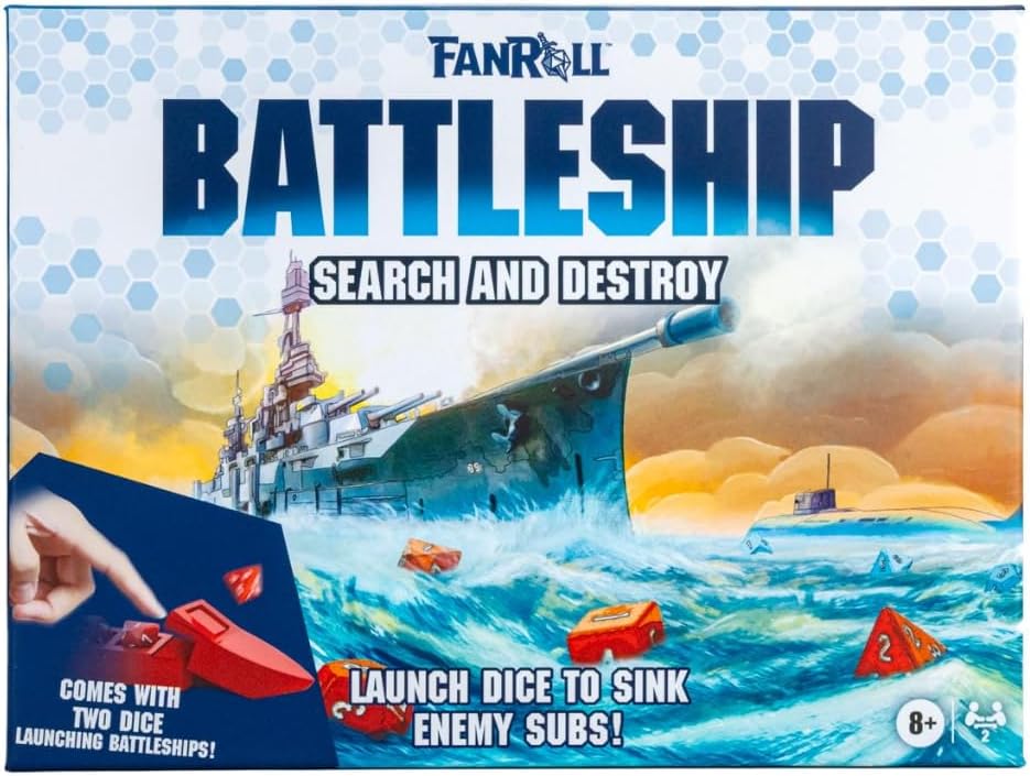 Fanroll Battleship Search and Destroy Board Game, Launch Dice to Sink Enemy Subs!