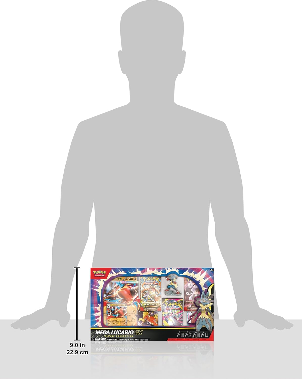 Pokémon TCG: Mega Lucario ex Figure Collection (1 Etched Foil Promo Card, 1 Oversize Promo Card, 5 Booster Packs & 1 Mega Lucario Figure