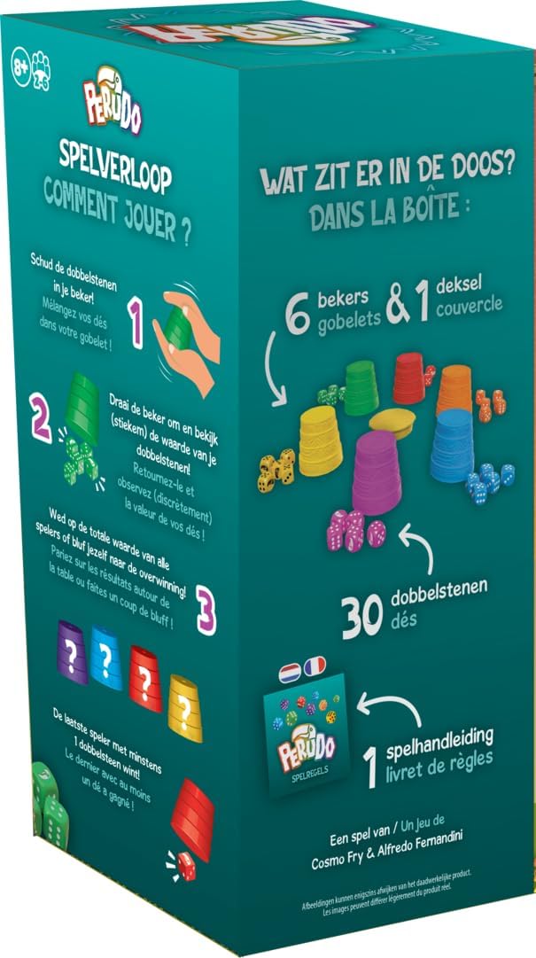 Asmodee - Perudo (New Version) - Board Game for Adults and Children from 8 Years - Shake, Talk, Win - Dice and Bluff Game - 2 to 6 Players - 30 Minutes -