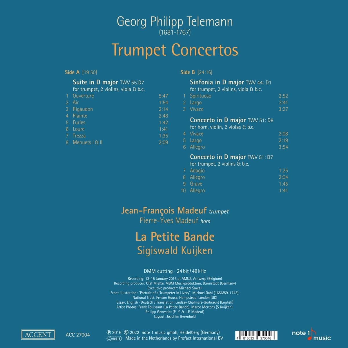 Telemann: Trompetenkonzerte; Hornkonzert TWV 51:D8 ; 140 gr.]