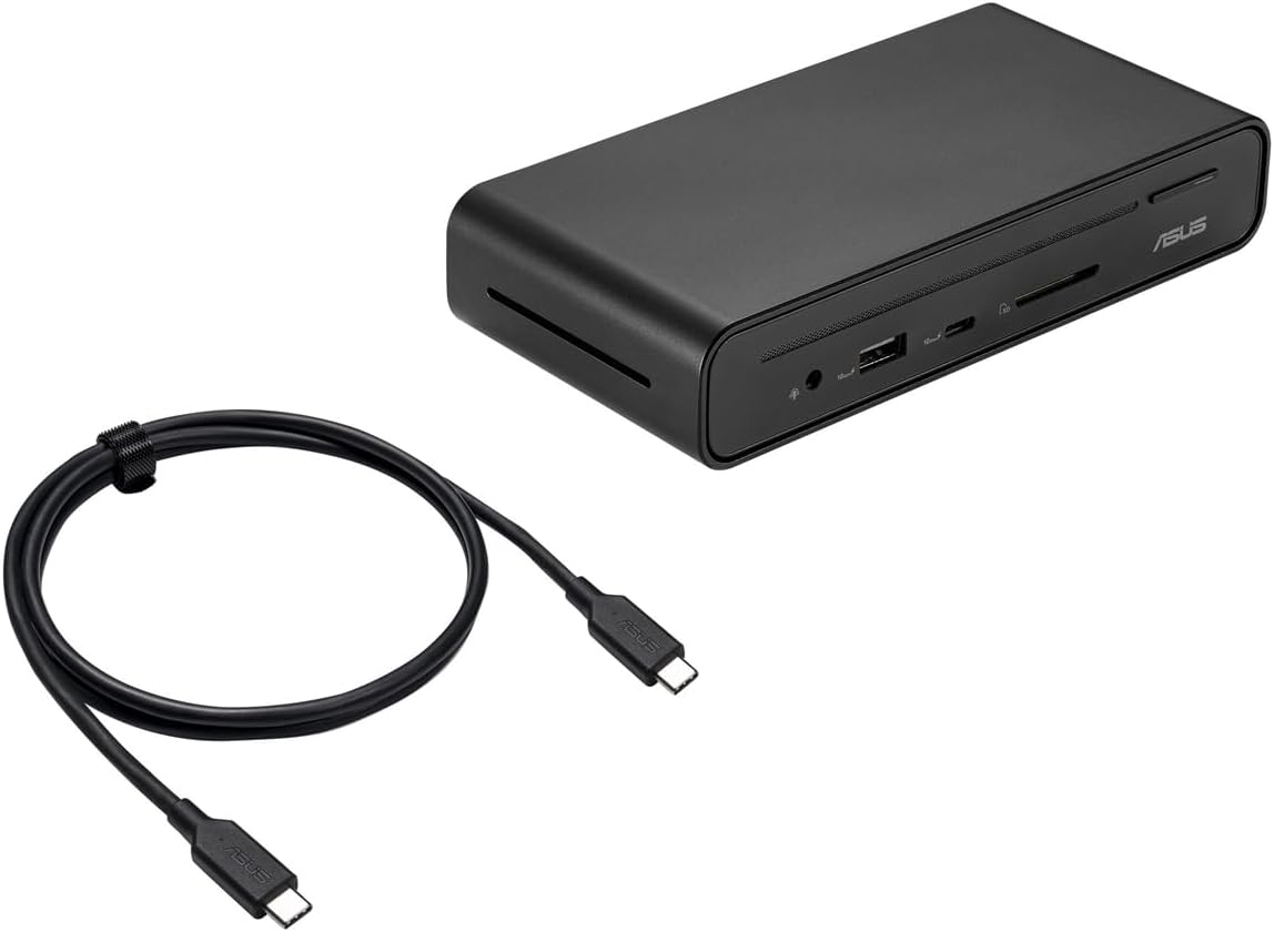 Asus DC301 Triple Display Dock – 12-in-1 USB-C Docking Station – 90W – 3 4K Displays – HDMI/DP/RJ45/USB/SD