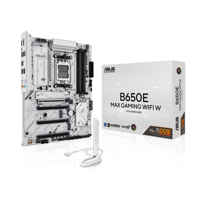 ASUS B650E MAX Gaming WiFi W Mainboard Sockel AMD AM5 (Ryzen 9000, DDR5 Speicher, PCIe 5.0, 3X M.2, WiFi 6E, BIOS Flashback, Aura Sync, CEC Tier II