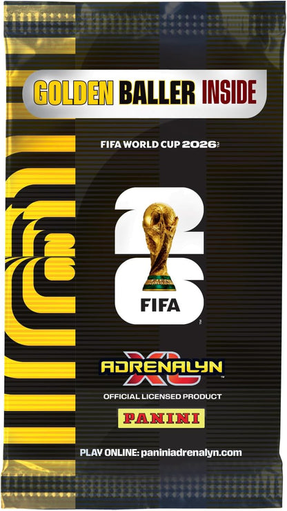 Coupe du Monde DE LA FIFA 2026 Trading Cards Game Boîte métal 8 Pochettes + 1 Golden Baller + 3 Cartes édition limitée (4 Coloris aléatoires)