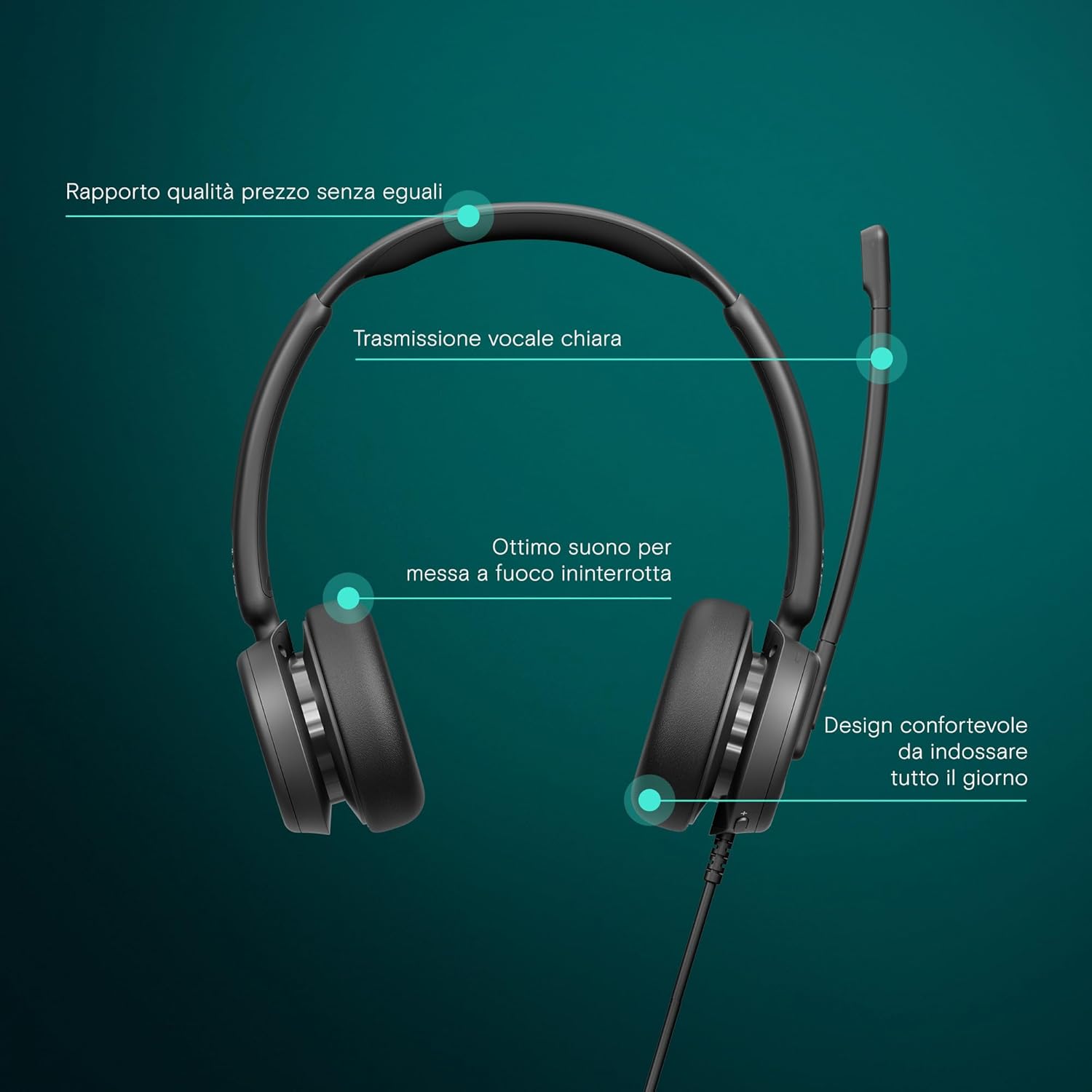 EPOS IMPACT 460T Cuffie Binaurali On-Ear con Cavo USB-C e USB-A, Doppio Microfono Noise-Cancelling, Certificato Teams, Plug-and-Play, Ottime per Ufficio, Lavoro da Casa, Zoom e Chiamate Business