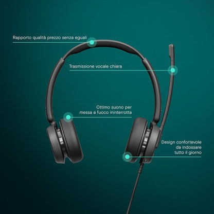 EPOS IMPACT 460T Cuffie Binaurali On-Ear con Cavo USB-C e USB-A, Doppio Microfono Noise-Cancelling, Certificato Teams, Plug-and-Play, Ottime per Ufficio, Lavoro da Casa, Zoom e Chiamate Business