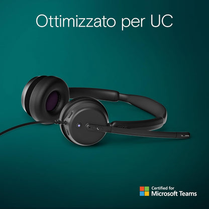 EPOS IMPACT 460T Cuffie Binaurali On-Ear con Cavo USB-C e USB-A, Doppio Microfono Noise-Cancelling, Certificato Teams, Plug-and-Play, Ottime per Ufficio, Lavoro da Casa, Zoom e Chiamate Business
