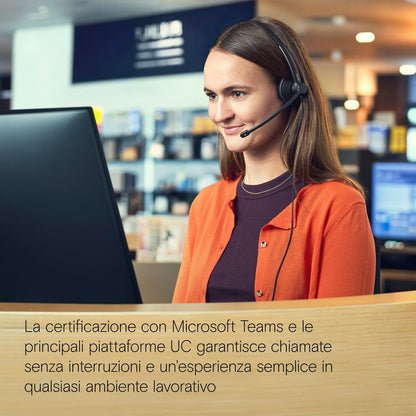 EPOS IMPACT 100 MS Mono USB-C+A Cuffie con Microfono, Certificate Microsoft Teams, Riduzione Rumore, Leggere, Supporto Silicone, Controllo Chiamate, Adattatore USB, Professionale UC, Nero