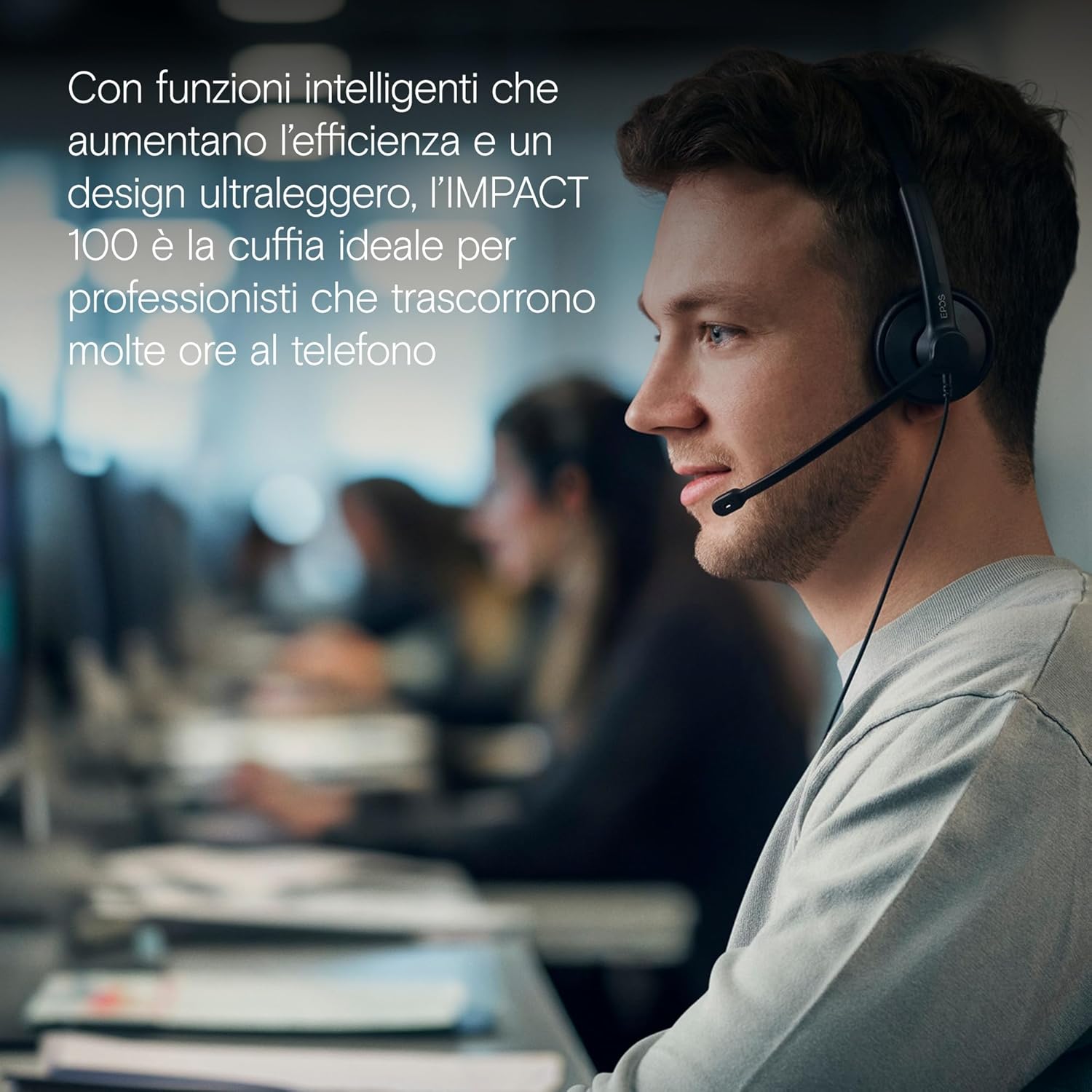 EPOS IMPACT 100 MS Mono USB-C+A Cuffie con Microfono, Certificate Microsoft Teams, Riduzione Rumore, Leggere, Supporto Silicone, Controllo Chiamate, Adattatore USB, Professionale UC, Nero