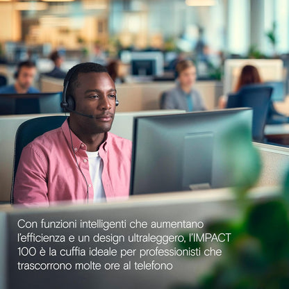 EPOS IMPACT 100 MS Stereo USB-C+A Cuffie con Microfono, Certificate Microsoft Teams, Cancellazione Rumore, Leggere, Controllo Chiamate, Auricolari Morbidi, Adattatore USB, Professionali UC