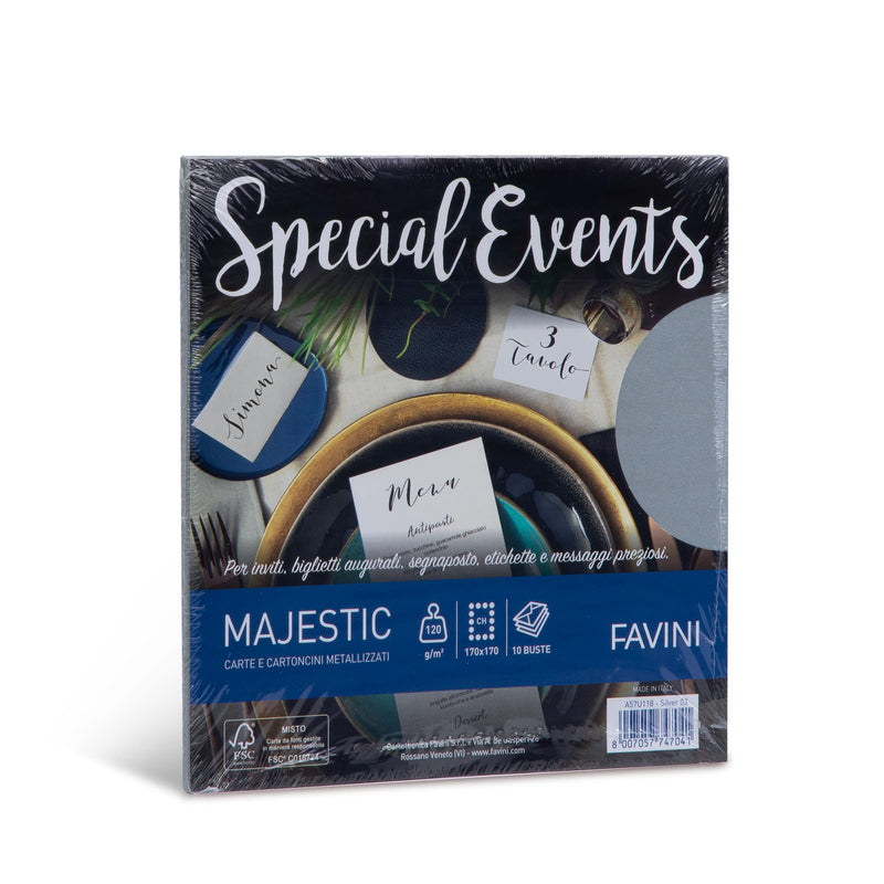 FAVINI A57U118 Special Events 10 buste colore Argento Perlescente e Metallizzato 120 gr formato 17X17 cm Made in Italy