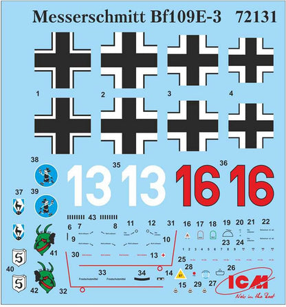 ICM ICM72131 1:72-Messerschmitt Bf 109E-3 Guerra Mondiale Tedesco Fighter