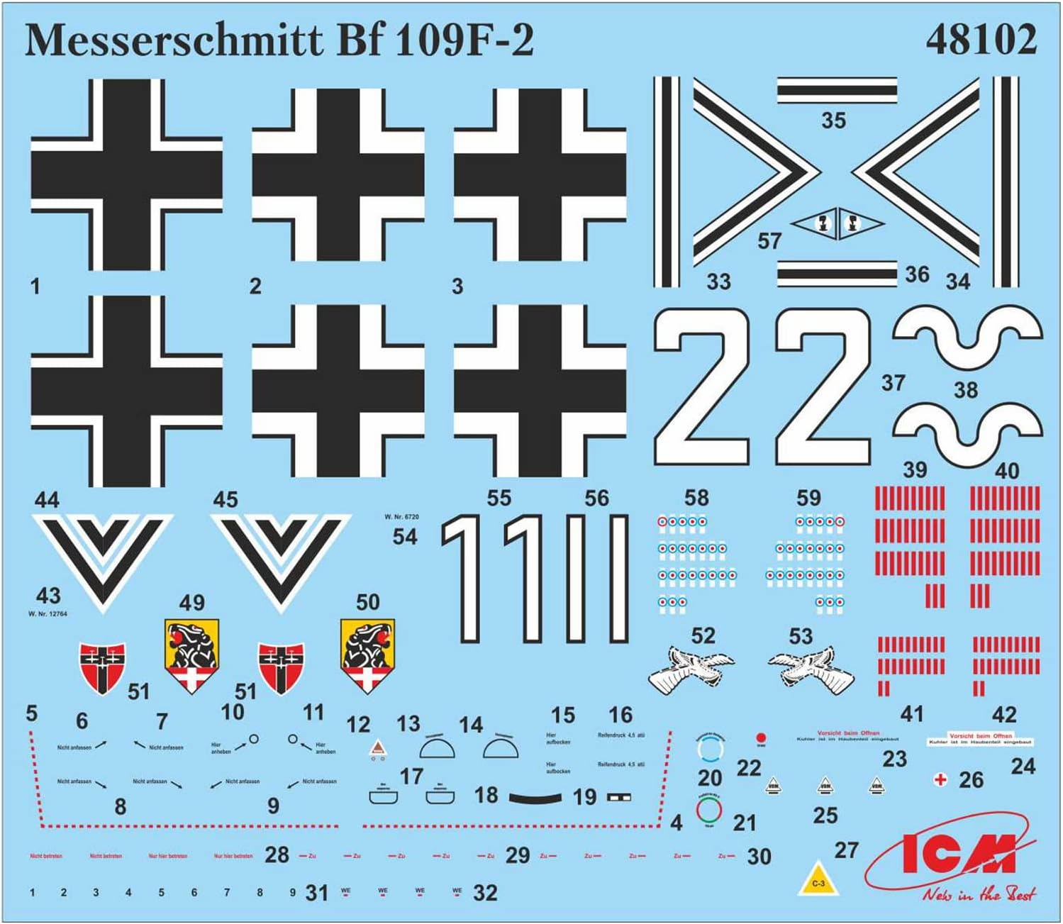 ICM ICM48102 (-) 1:48-Messerschmitt Bf 109F-2 Guerra Mondiale Tedesco Combattente