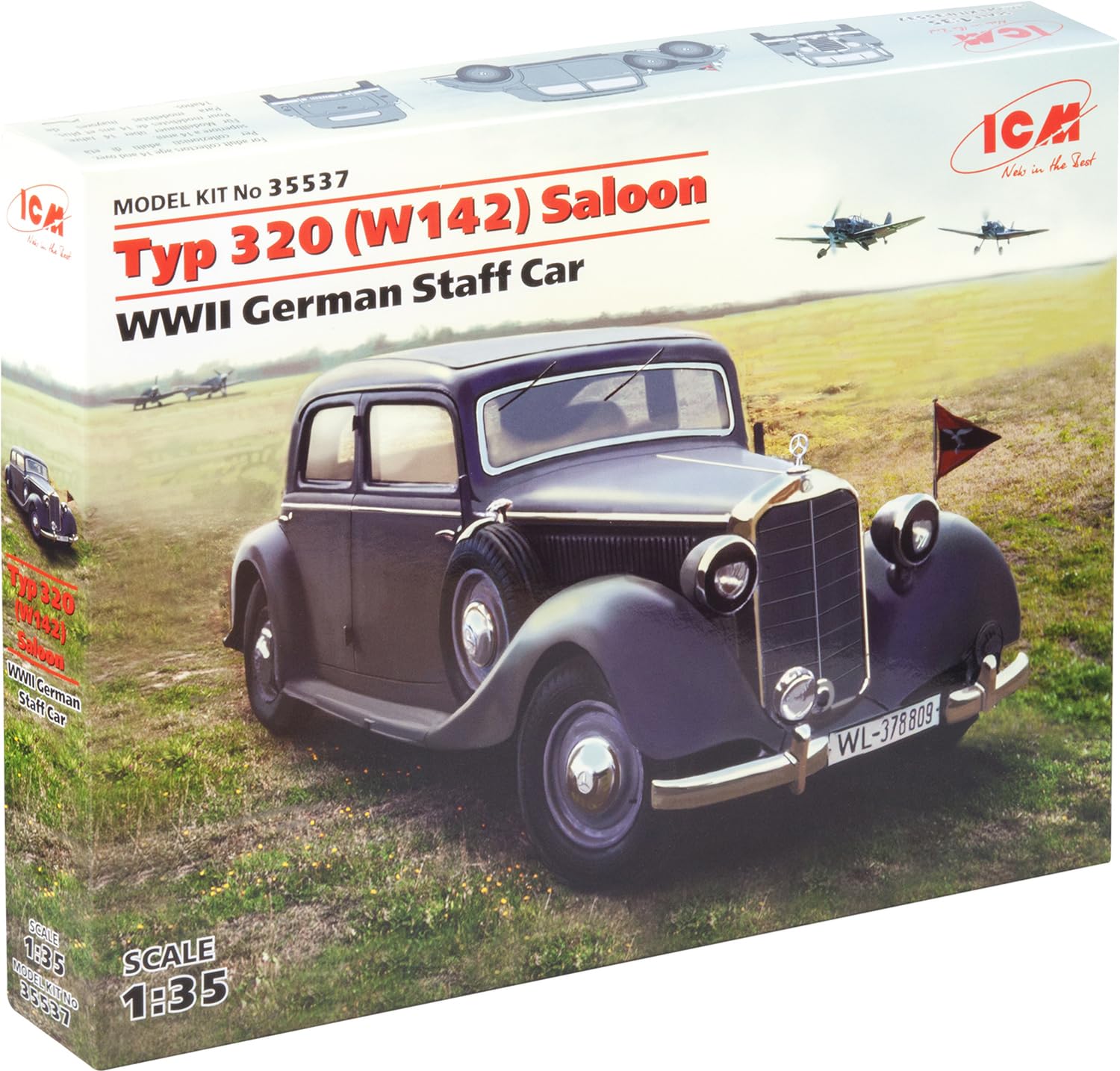 ICM ICM35537 Mercedes-Benz 1:35-Typ 320 (W142) Saloon, WWII German Staff Car
