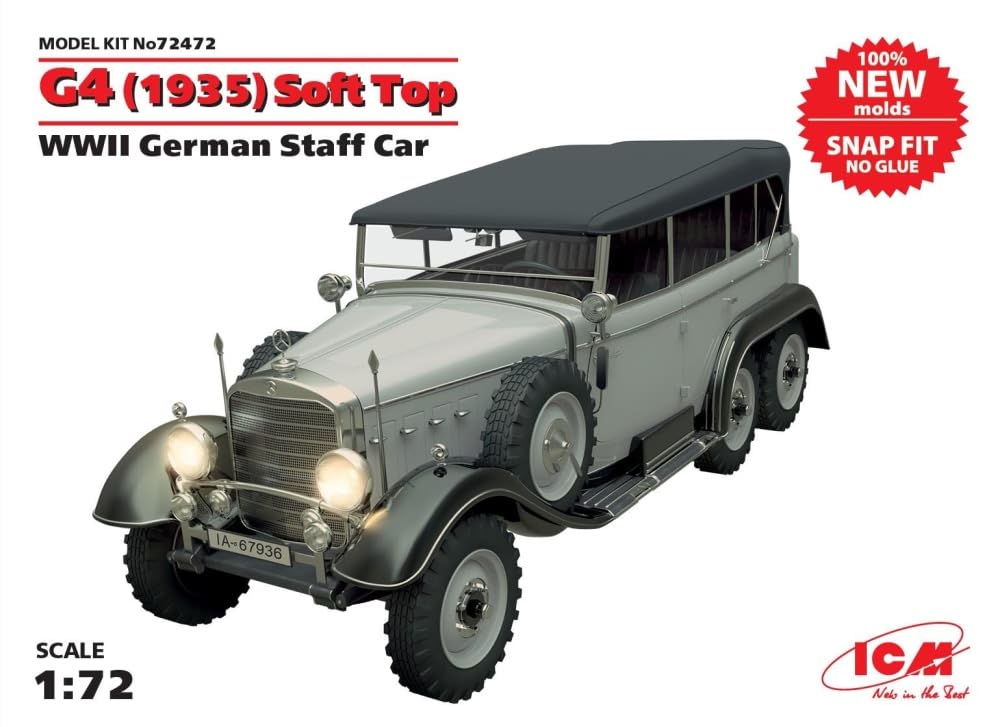 ICM 1:72 - G4 (1935) Soft Top WWII DE Staff Car (Snap fit