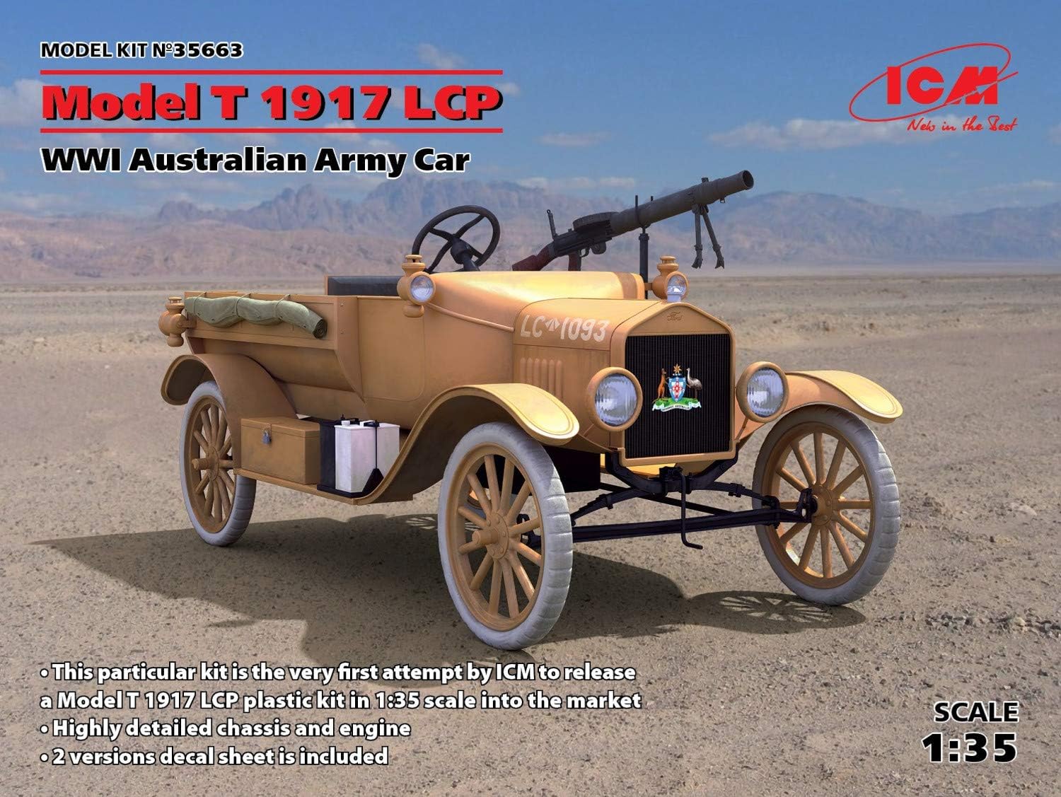 ICM 35663 - Modellino Modello T 1917 LCP, WWI Australian Army Car, Nero