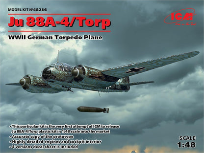 ICM Men's Icm 48236 Model Kit 88a-4 Torp/A-17 Tarpaulin 1 48 Ju 88A 4 Torp A 17 WWII German Torpedo Plane, Multicolor, One Size UK