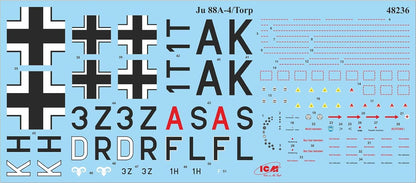 ICM Men's Icm 48236 Model Kit 88a-4 Torp/A-17 Tarpaulin 1 48 Ju 88A 4 Torp A 17 WWII German Torpedo Plane, Multicolor, One Size UK