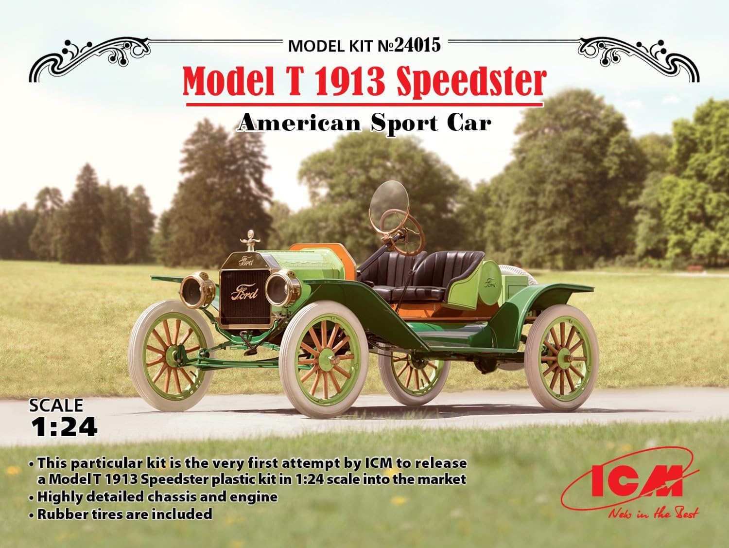 ICM ICM24015 1:24-Model T 1913 Speedster, US Sports Car, black