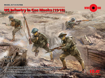 Us Infantry In Gas Masks (1918) 4 Figures