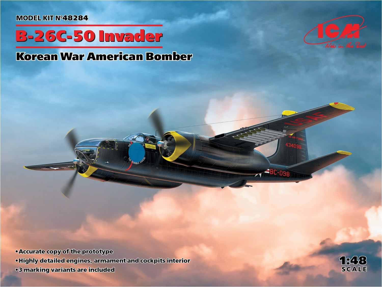 ICM ICM48284 1:48-B-26-50 Invader, bombardiere americano guerra coreana