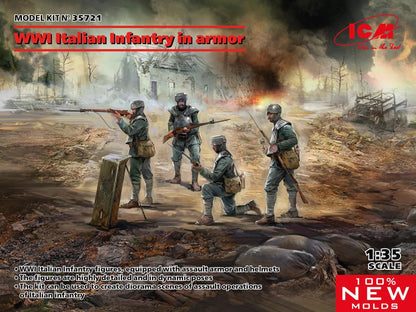ICM ICM35721 1:35-WWI Italian Infantry in Armor Scale Model kit
