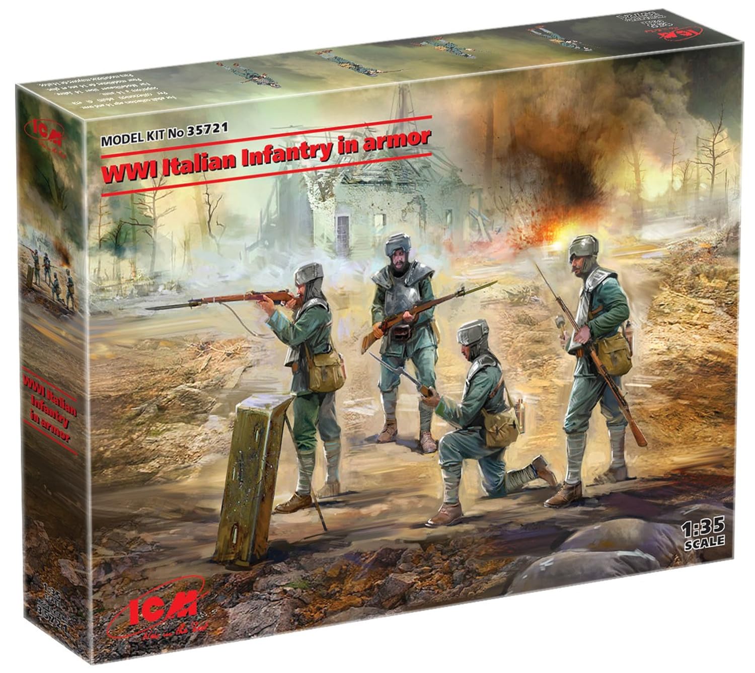ICM ICM35721 1:35-WWI Italian Infantry in Armor Scale Model kit