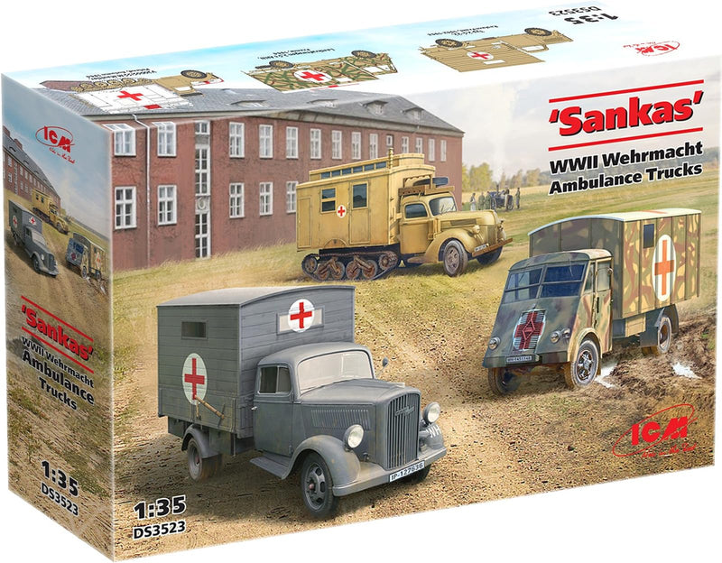 ICM - Modellino Camion 'sankas' Wwii Wehrmacht Ambulance Trucks |icm|ds3523| 1:35 Modellino Char Promo