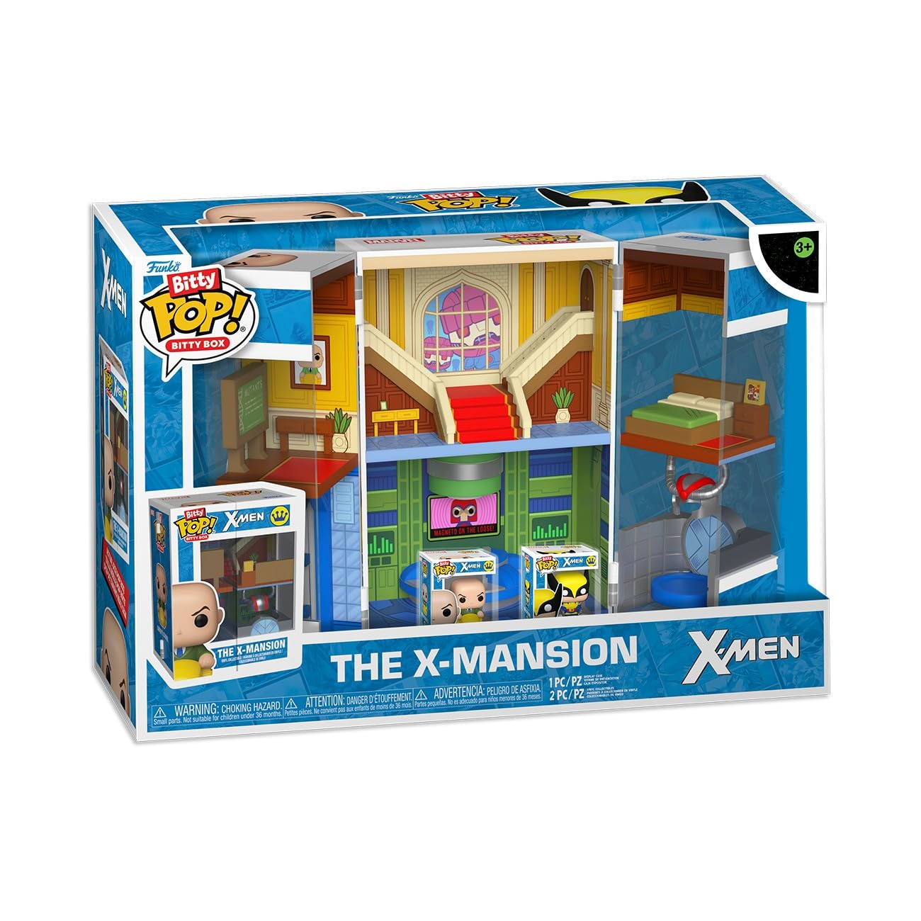 Funko Bitty Pop! Bitty Boxes: X-Men - Xavier's School Playset With 2-0.9 Inch (2.2 Cm) tiny Mini Figures - Marvel: X-Men - Collectable Display Case With Interior Scene and Storage - Gift Idea