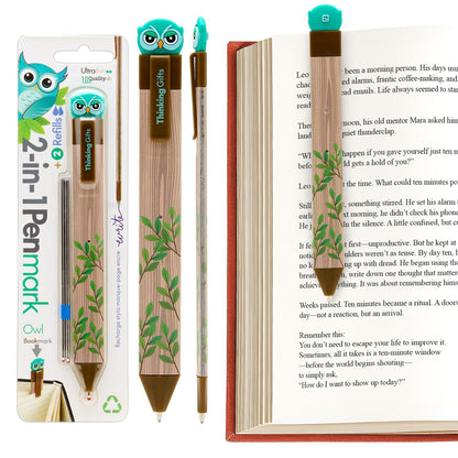 Gifts for Readers & Writers Pen Bookmark Owl with Refills 6pcs
