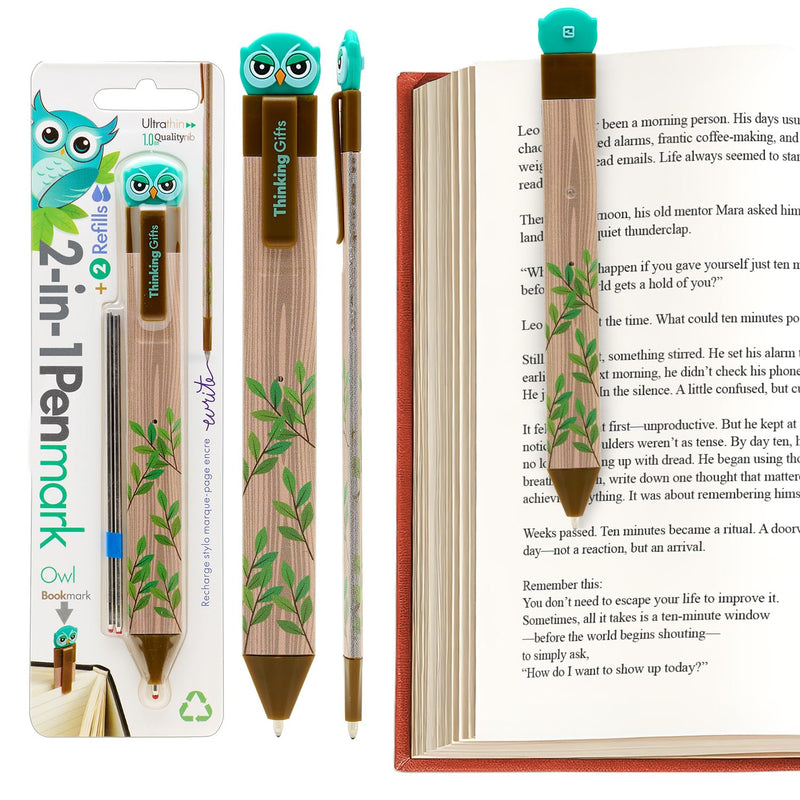 Gifts for Readers & Writers Pen Bookmark Owl with Refills 6pcs