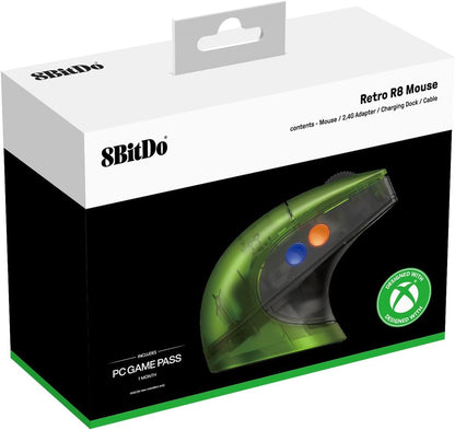 8Bitdo Retro R8 Mouse with PAW 3395 Optical Sensor DPI 26K, Wireless 4K Polling Mouse with Charging Dock, Programmable Buttons, and Kailh Sword GM X Micro Switches - Xbox Edition(Officially Licensed