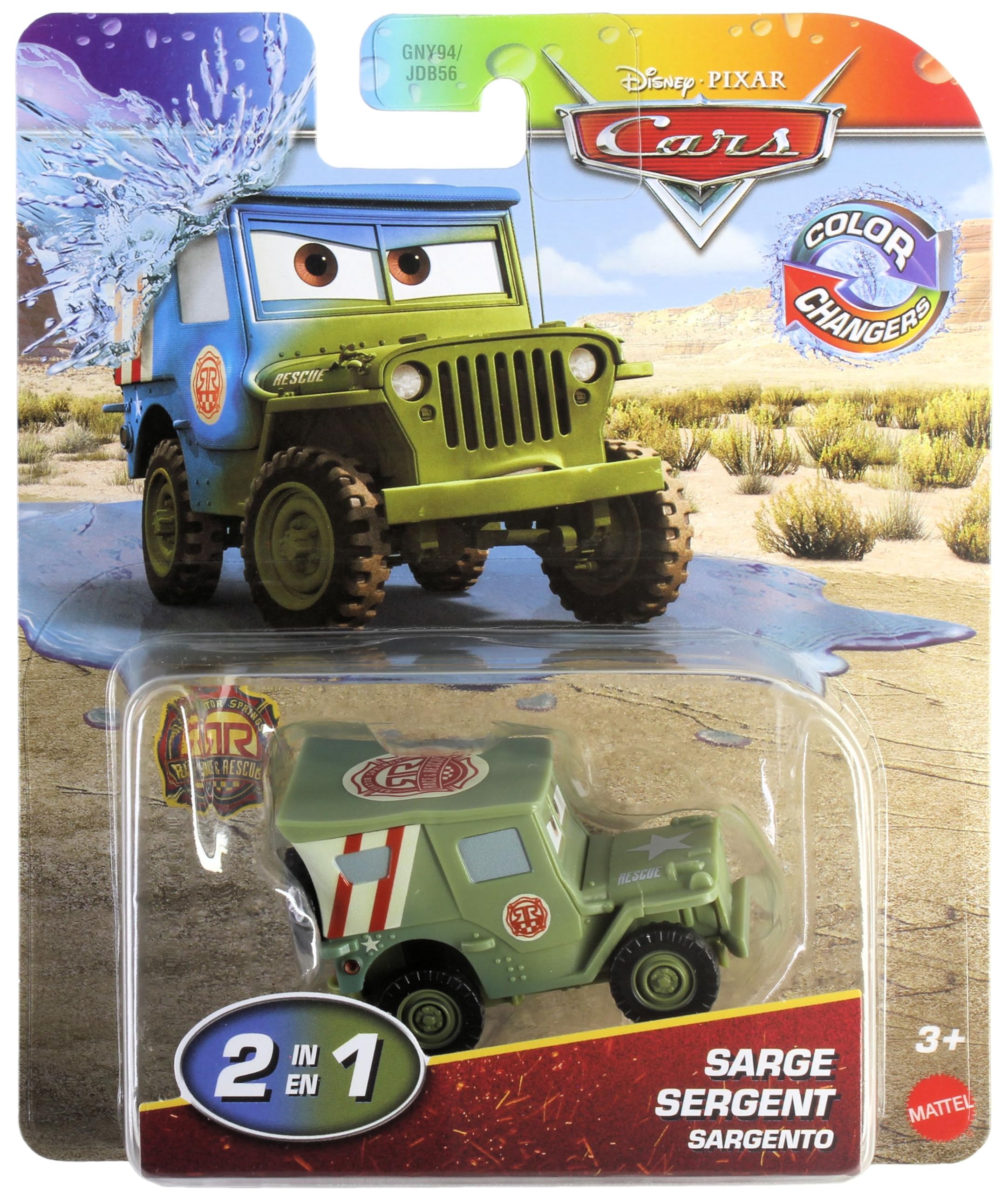 Disney Cars 2025 Color Changers Radiator Springs Race & Rescue Sarge
