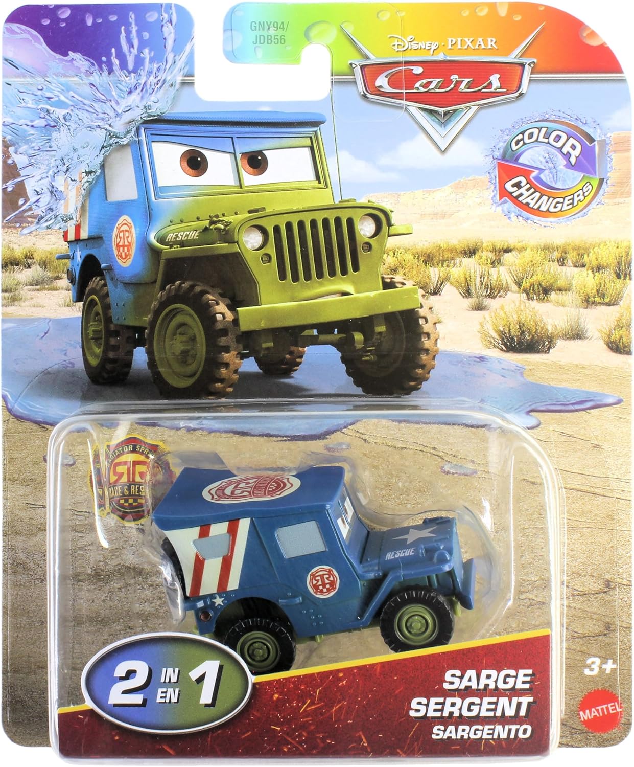 Disney Cars 2025 Color Changers Radiator Springs Race & Rescue Sarge