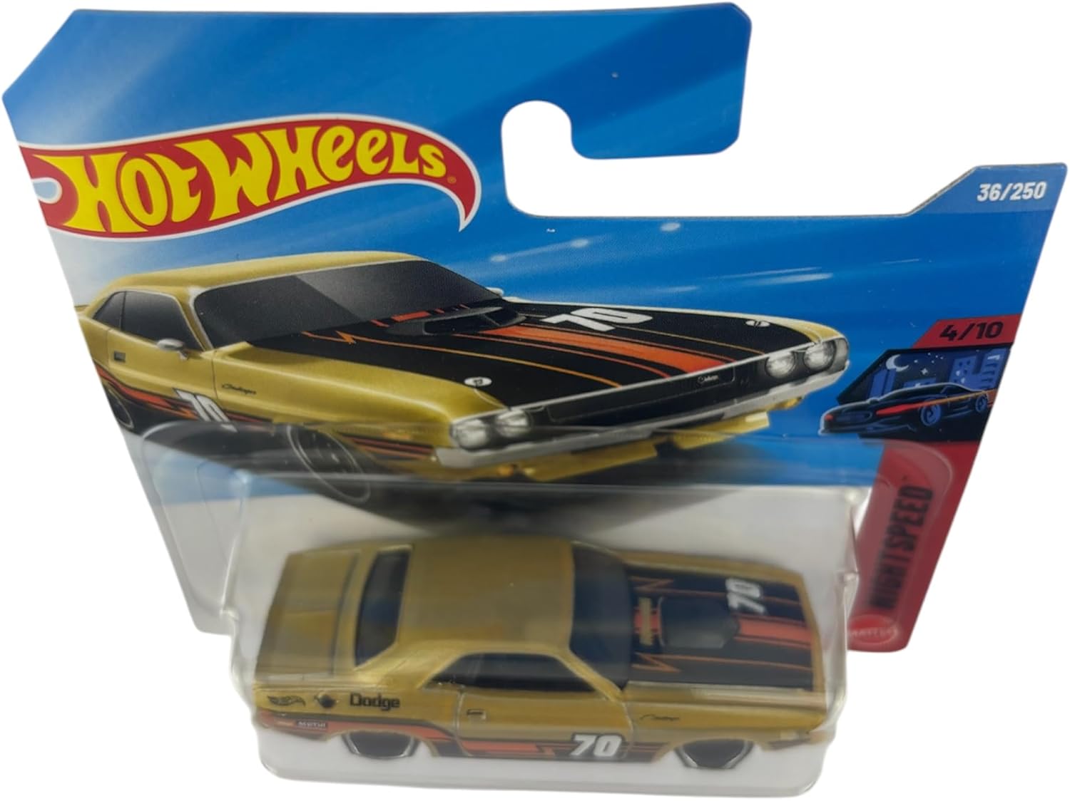 Hot Wheels '70 Dodge Hemi Challenger  Night Speed 4/10, 36/250, 1:64 Scale Diecast Toy Vehicle