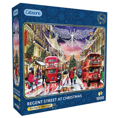 Gibsons Regent Street 1000 Piece Jigsaw Puzzle for Adults 12+ | London Christmas Lights Festive Season | Sustainable Premium 100% Recycled Board | Great Gift | Gibsons Games