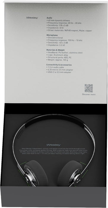 Gadhouse Wesley Retro Headphones Wired with USB-C & 3.5mm Connectivity – Vintage Headphones, Walkman Style Corded with 40mm Drivers, Inline Mic Controls & Lightweight 105g Design for Music & Calls