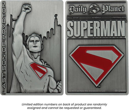 FaNaTtik Superman 2025 Last Son of Krypton Ingot | Limited Edition 5,000 Numbered Collectible | Officially Licensed 89x59mm