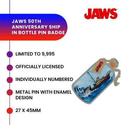 Jaws Limited Edition 50th Anniversary Ship in Bottle Enamel Pin Badge